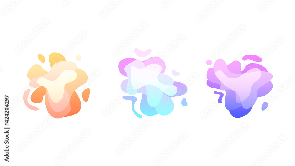 Poster abstract set liquid color collection geometric shapes fluid gradient dynamic elements banner logo ve