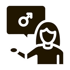woman talk about lesbian glyph icon vector. woman talk about lesbian sign. isolated symbol illustration
