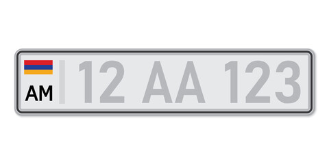 Car number plate. Vehicle registration license of Armenia