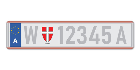 Car number plate. Vehicle registration license of Austria