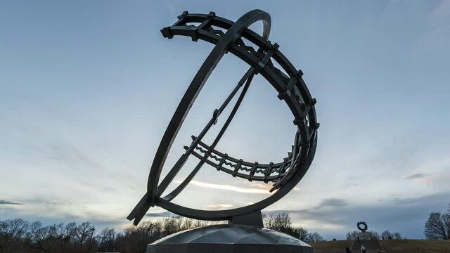 Bronze Sundial By Norwegian Sculptor Gustav Vigeland Display At Vigeland Facility In Frogner Park, Oslo, Norway. - hyperlapse