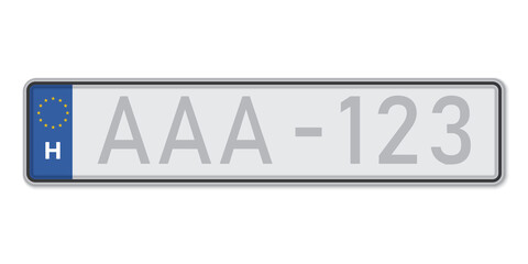 Car number plate. Vehicle registration license of Hungary