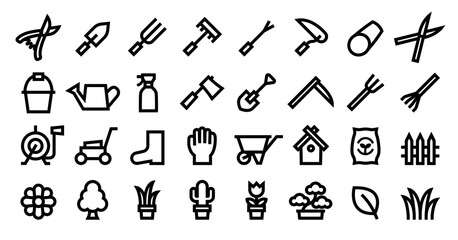 Gardening Icon Set (Bold outline version)