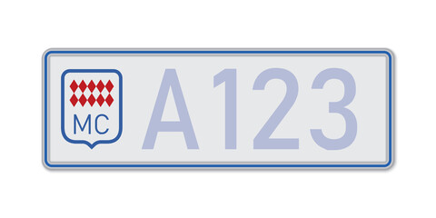 Car number plate. Vehicle registration license of Monaco