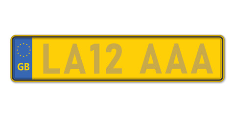 Car number plate. Vehicle registration license of United Kingdom