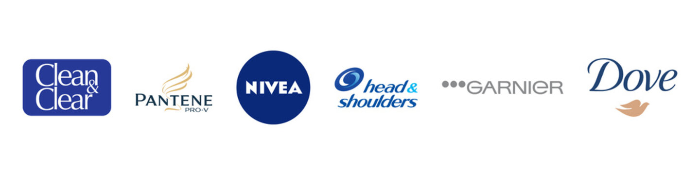 Top shampoo brand logo set. Editorial image. . VINNITSIA, UKRAINE. MARCH 31, 2021.