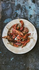 dry red pepper in a plate