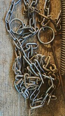 metal chain on wood background