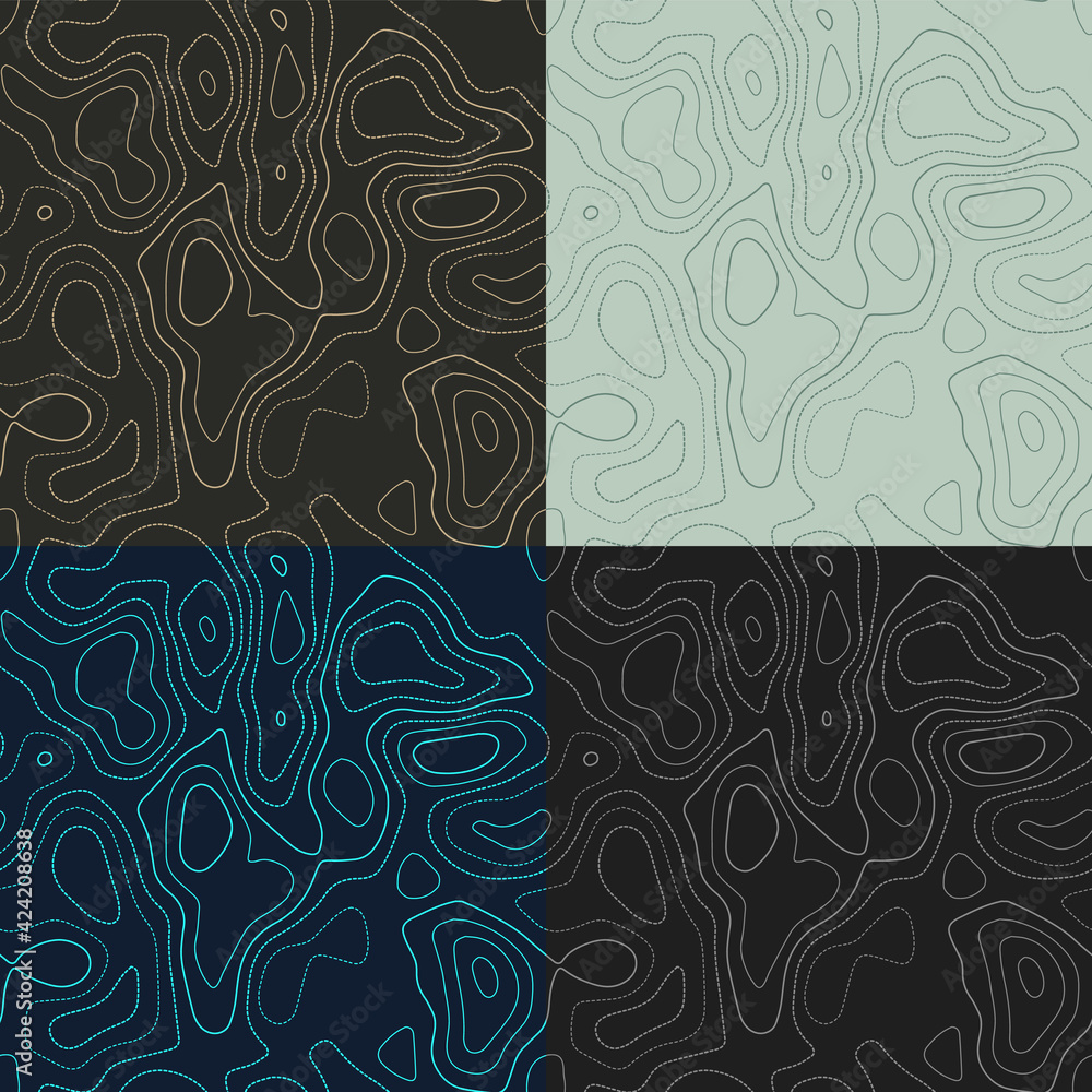 Poster topography patterns. seamless elevation map tiles. amazing isoline background. classy tileable patte