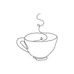 hand drawing doodle cup of coffee illustration in single line concept