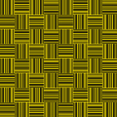 Checkered Yellow Tile. Black And Yellow Lines Pattern. Squared Network Pattern.