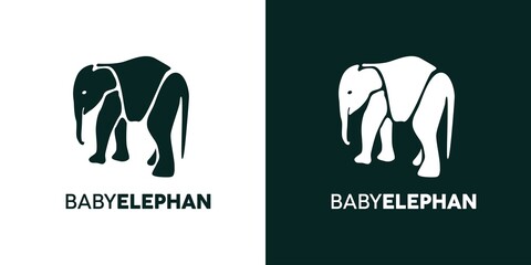  Simple and attractive elephant illustration logo design