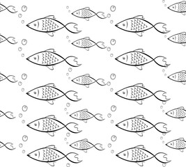 Fischmuster Doodle Fisch Hintergrund