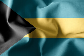 3d realistic waving silk flag of Bahamas