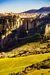 Ronda town with old bridge, Andalusia, Spain.