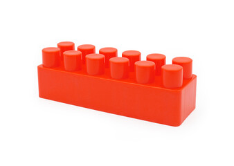 Fototapeta premium Plastic building toy block isolated on white background, Cut out with clipping path