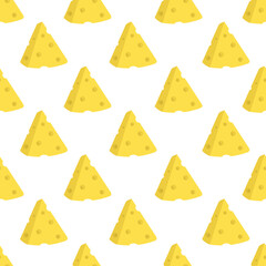 Cheese seamless pattern on white background. Food background texture.It be perfect for fabric, wrapping, packaging, digital paper and more