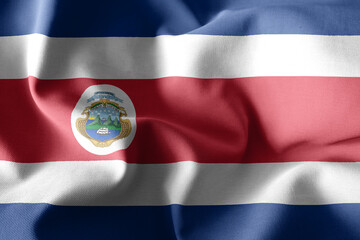 3d realistic waving silk flag of Costa Rica
