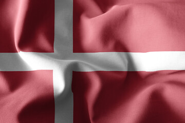 Fototapeta premium 3d rendering waving silk flag of Denmark