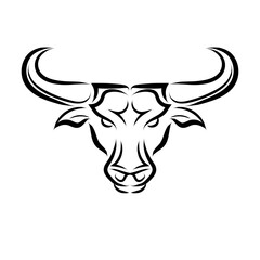 Line Vector Illustration front view of Bull. It is signs of the taurus zodiac.	