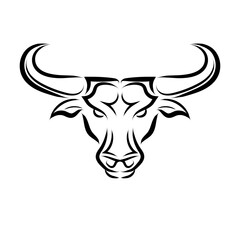 Line Vector Illustration front view of Bull. It is signs of the taurus zodiac.	