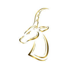 Gold line art of impala head. Good use for symbol, mascot, icon, avatar, tattoo, T Shirt design, logo or any design you want.