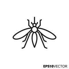 Mosquito line icon. Outline insect symbol . Pest vector illustration.