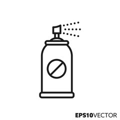 Pest, bug or mosquito repellent line icon. Spray can outline symbol. Hiking and camping equipment vector illustration.