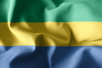 3d realistic waving silk flag of Gabon