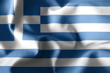 3d rendering waving silk flag of Greece
