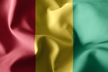 3d realistic waving silk flag of Guinea