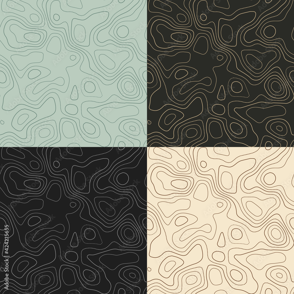 Aufkleber topography patterns. seamless elevation map tiles. amazing isoline background. creative tileable pat