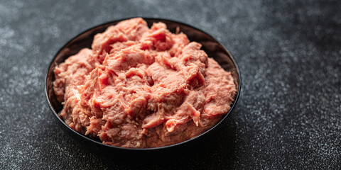 minced meat turkey or chicken grind pork beef lamb healthy diet meal top view copy space for text food background rustic image 