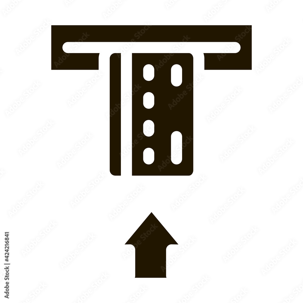 Poster card insert in bank terminal glyph icon vector. card insert in bank terminal sign. isolated symbol i