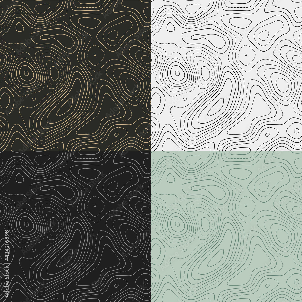 Aufkleber topography patterns. seamless elevation map tiles. attractive isoline background. vibrant tileable p