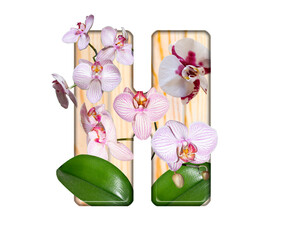 The letter H is made from an orchid