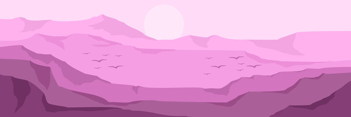 Fototapeta na wymiar illustration of an background mountain pink color for web banner, blog banner, and wallpaper background template
