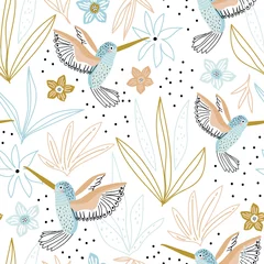 Wallpaper murals Out of Nature Seamless childish pattern with hand drawn collibi,florals. Creative scandinavian style kids texture for fabric, wrapping, textile, wallpaper, apparel. Vector illustration