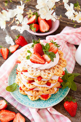 Waffeln mit Erdbeersahne