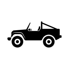 SUV icon. Off-road vehicle. Black silhouette. Side view. Vector simple flat graphic illustration. The isolated object on a white background. Isolate.