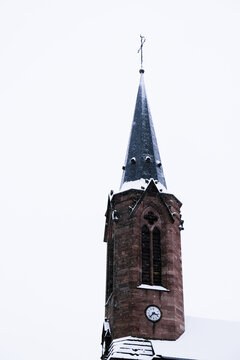 Cornimont Church Saint-Barth&eacute;l&eacute;my built in1864. Its steeple measures nearly 60 meters. Cornimont, Vosges, France
