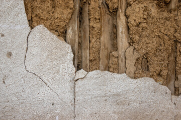 Detail baufällige Lehmbau-Wand, Fachwerkhaus