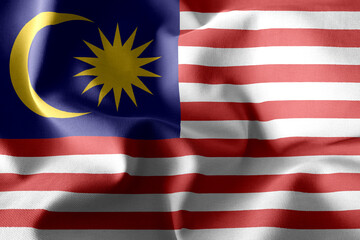 3d rendering waving silk flag of Malaysia