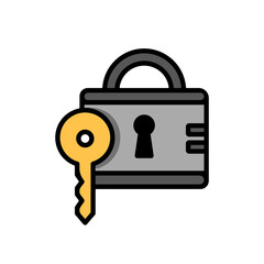 Vector colorful icon of  key with lock