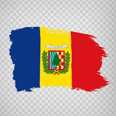 Flag Parish La Massana of Andorra brush strokes. Flag of La Massana on transparent background for your web site design, app, UI. Principality of Andorra. EPS10.