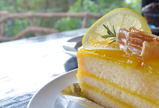 Lemon Layer Cake With Honey, Space For Inserting Your Text.