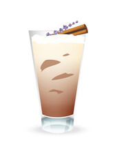 lavender iced coffee with cinnamon isolated on white background vector