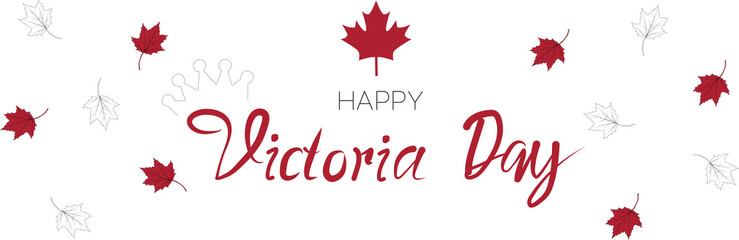 Victoria Day Canada Holiday banner for website header background. Vector illustration with lettering.
