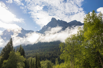 Fog lifting in Glacier National Park, Montana