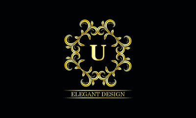 Luxurious monogram with the letter U. Premium brand icon. Vector logo design can be used for the beauty industry, cosmetics, salon, boutique, spa, company, corporation.